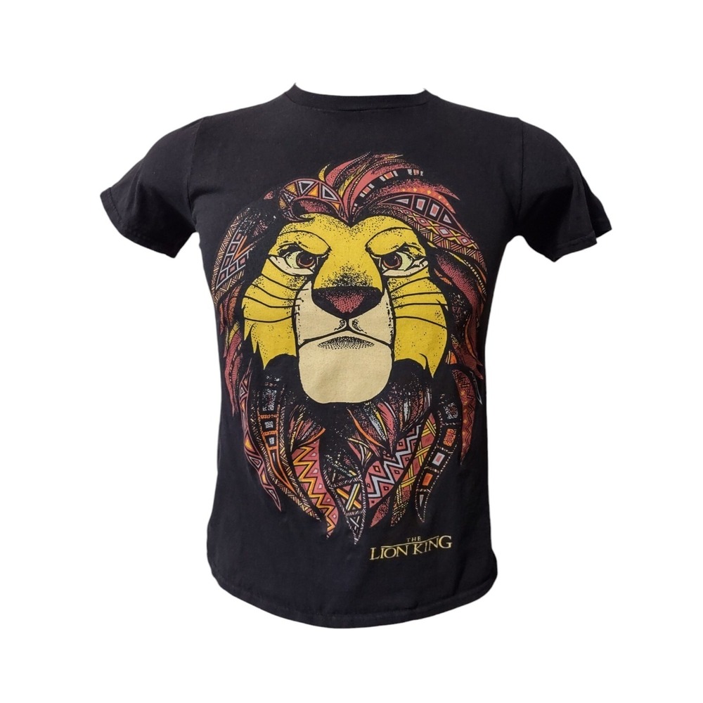 T Shirt Disney Lion King Black Small Mens Simba Graphic Tribal Streetwear Y2K